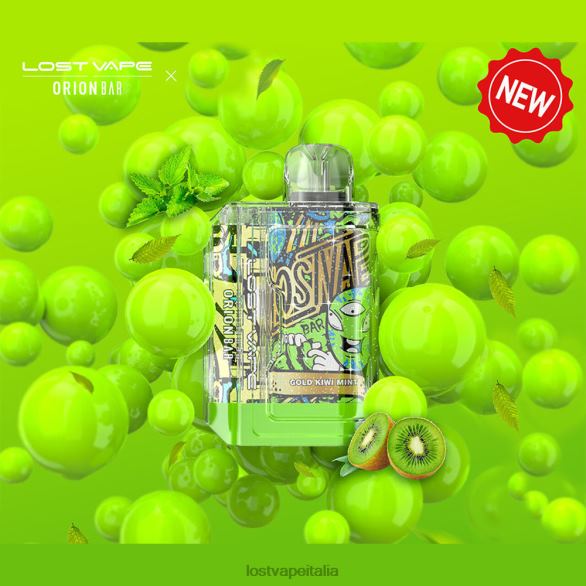 Lost Vape Orion bar usa e getta | 7500 sbuffi | 18 ml | 50 mg menta kiwi dorata FTP8B89 Lost Vape Near Me